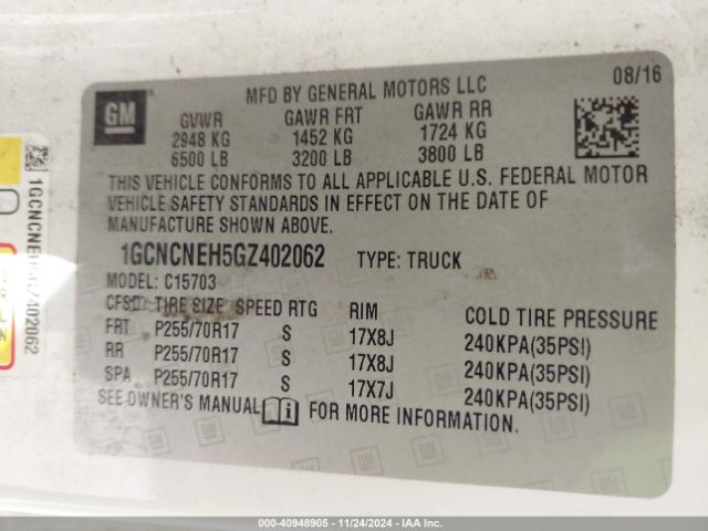 1GCNCNEH5GZ402062 Chevrolet Silverado 1500 Wt