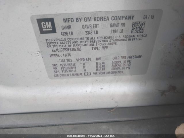 KL4CJCSB3FB182780 Buick Encore Leather