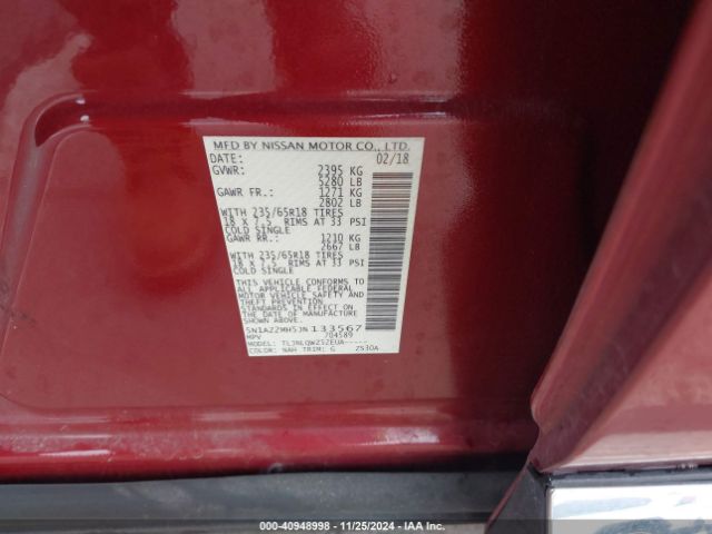 5N1AZ2MH5JN133567 Nissan MURANO SV