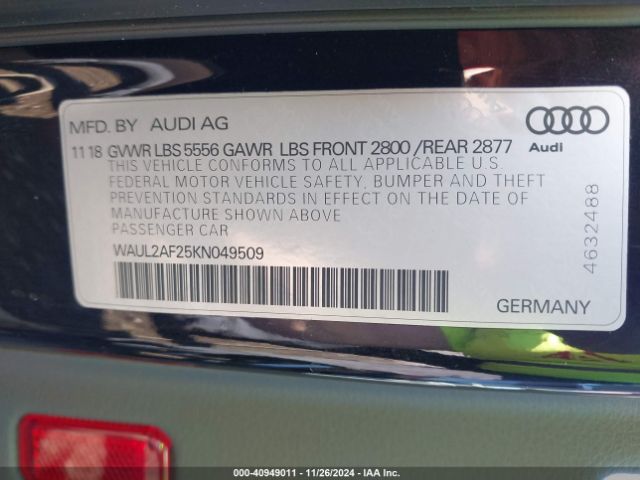 WAUL2AF25KN049509 Audi A6 55 Premium