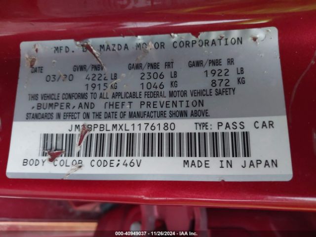 JM1BPBLMXL1176180 Mazda MAZDA3