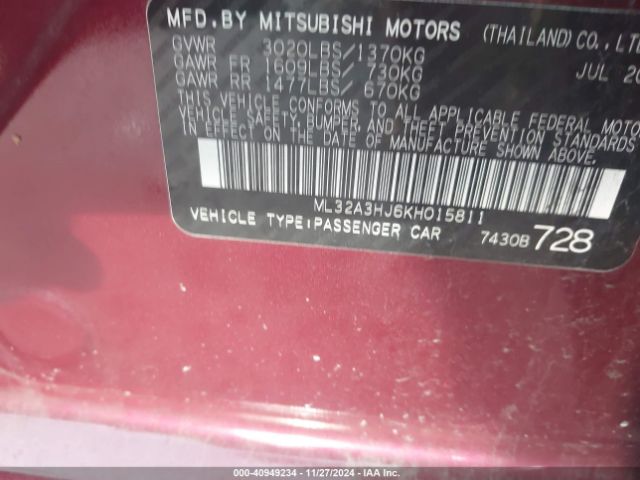 2019 MITSUBISHI MIRAGE ML32A3HJ6KH015811 Photo 8