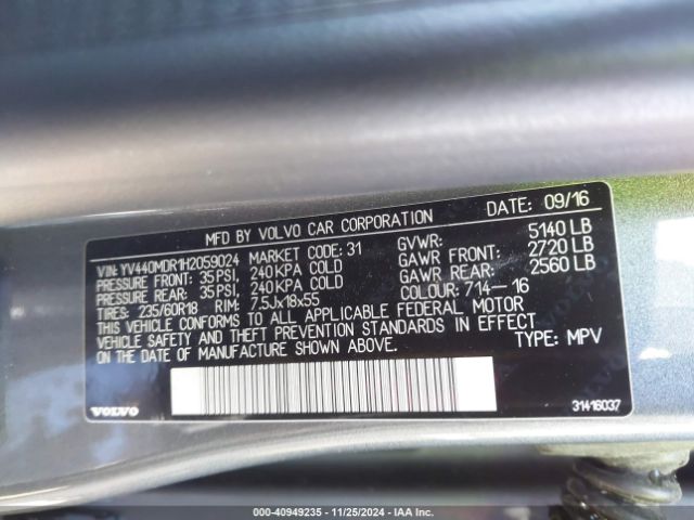 YV440MDR1H2059024 Volvo Xc60 T5 Dynamic