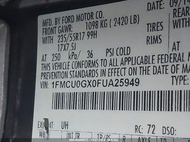 1FMCU0GX0FUA25949 Ford ESCAPE SE