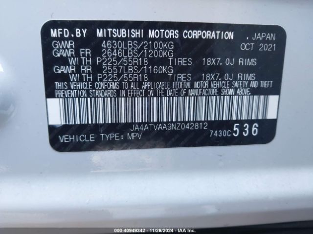 JA4ATVAA9NZ042812 Mitsubishi Eclipse Cross Le