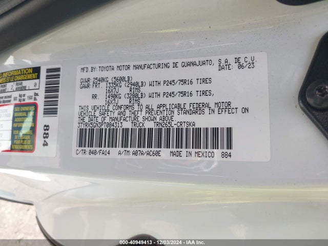 Toyota Tacoma Sr 2023 3TYRX5GN3PT084313 Image 9