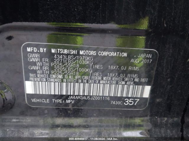 JA4AR3AU5JZ001116 Mitsubishi Outlander Sport 2.0 Es