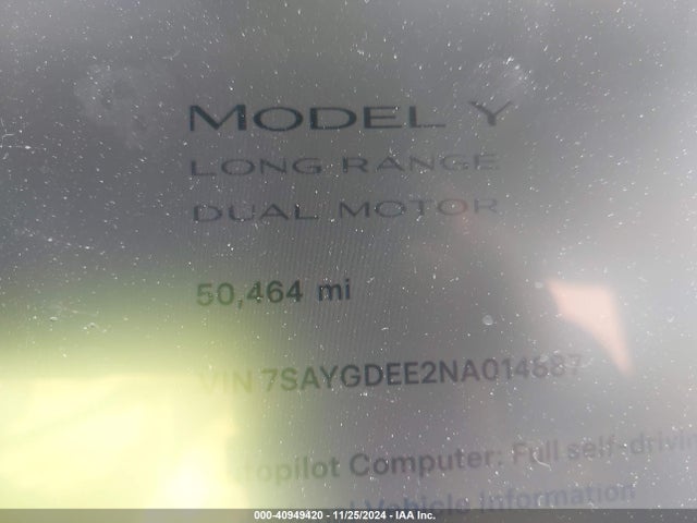 2022 TESLA MODEL Y 7SAYGDEE2NA014887 Photo 6