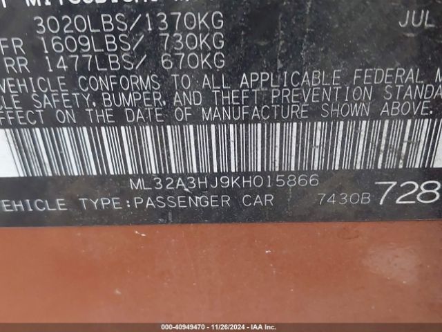 2019 MITSUBISHI MIRAGE ML32A3HJ9KH015866 Photo 8