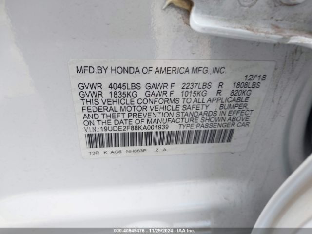 19UDE2F88KA001939 Acura Ilx Premium   A-spec Packages/technology   A-spec Packages