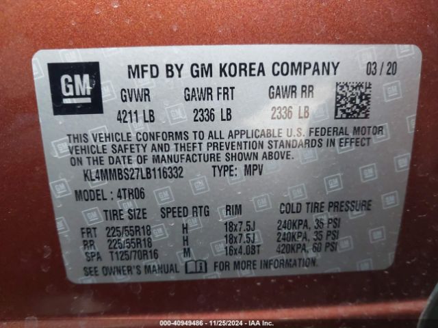 KL4MMBS27LB116332 Buick Encore Gx Fwd Preferred