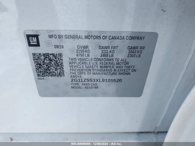 2G11Z5S3XL9105520 Chevrolet Impala Fwd Lt