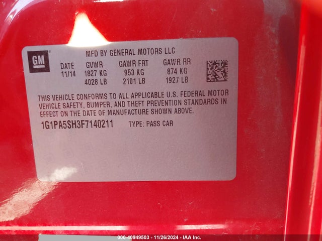 Chevrolet Cruze Ls Auto 2015 1G1PA5SH3F7140211 Image 9