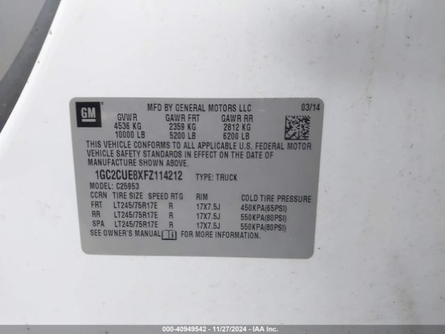 1GC2CUE8XFZ114212 Chevrolet Silverado 2500hd Wt