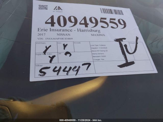 1N4AA6AP5HC434849 Nissan Maxima 3.5 Sr