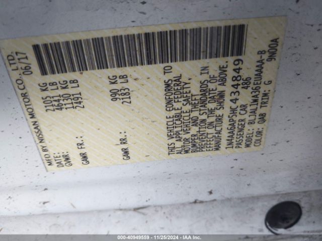 1N4AA6AP5HC434849 Nissan Maxima 3.5 Sr