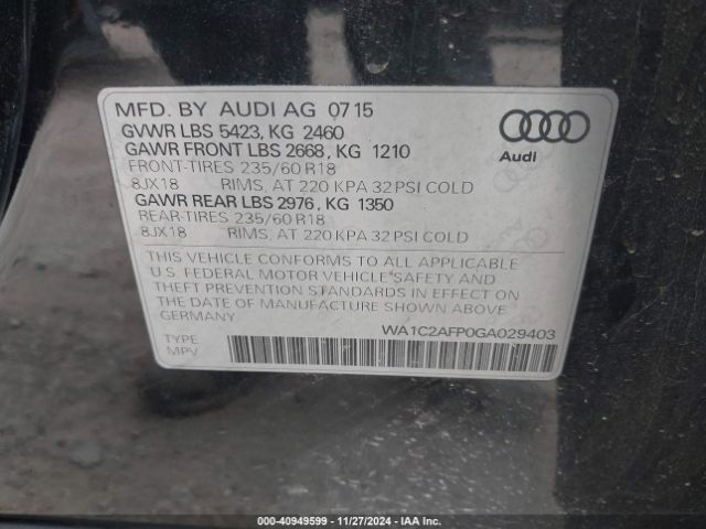 WA1C2AFP0GA029403 Audi Q5 2.0t Premium