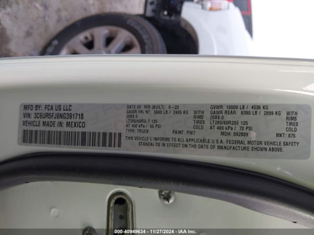 3C6UR5FJ6NG391718 RAM 2500 Laramie  4x4 6'4 Box