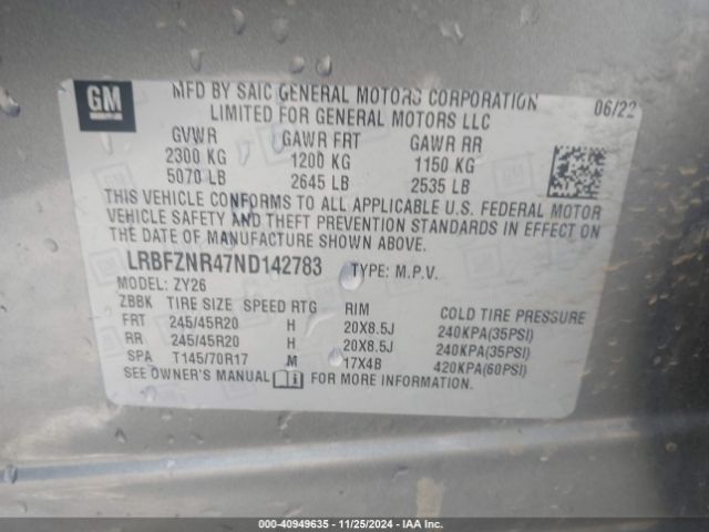 LRBFZNR47ND142783 Buick Envision Fwd Essence