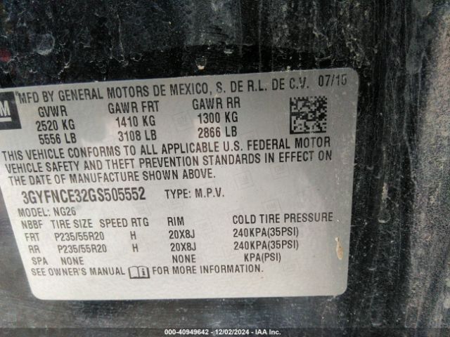 3GYFNCE32GS505552 Cadillac Srx Performance Collection