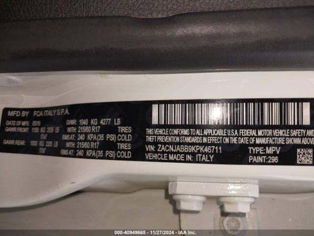ZACNJABB9KPK46711 Jeep Renegade Latitude Fwd