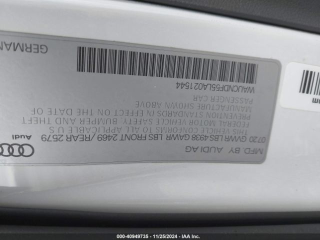 WAUCNDF55LA021544 Audi A5 Sportback Premium Plus 45 Tfsi Quattro S Tronic