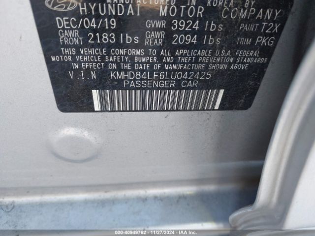KMHD84LF6LU042425 Hyundai ELANTRA SEL