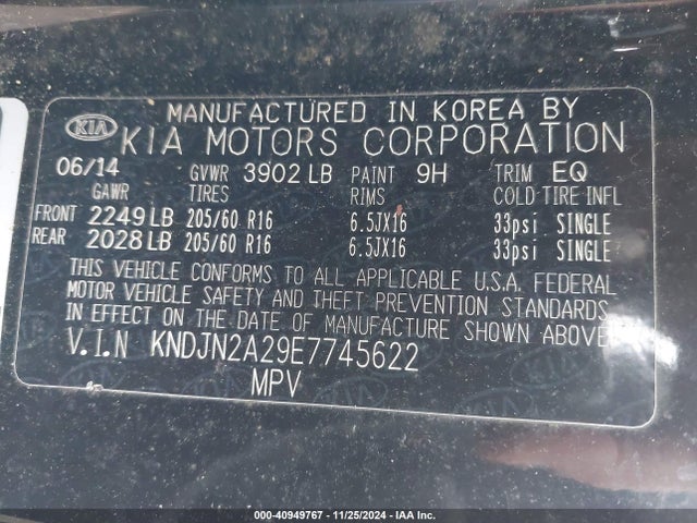 KIA Soul 2014 KNDJN2A29E7745622 Image 9