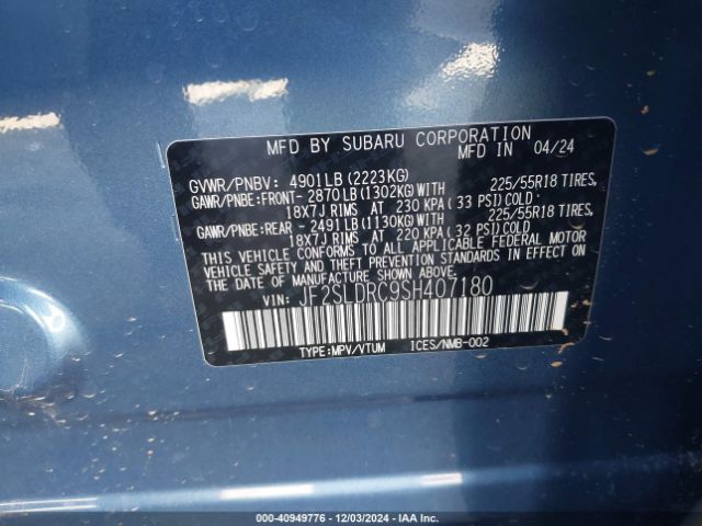 JF2SLDRC9SH407180 Subaru Forester Limited
