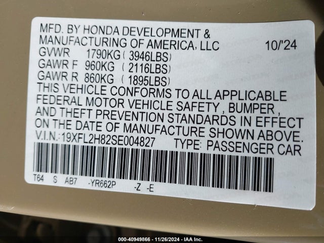 Honda Civic Sport 2025 19XFL2H82SE004827 Image 9