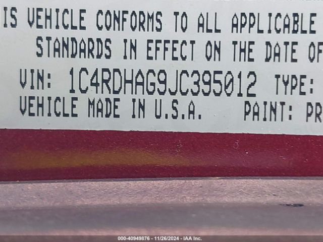 1C4RDHAG9JC395012 Dodge Durango Sxt Rwd