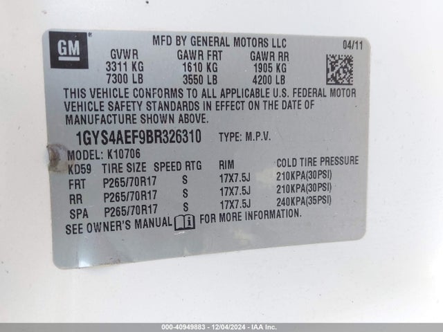 2011 CADILLAC ESCALADE 1GYS4AEF9BR326310 Photo 8