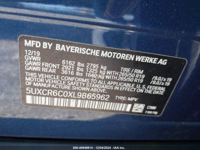 5UXCR6C0XL9B65962 BMW X5 Xdrive40i