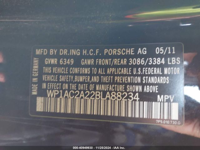 2011 PORSCHE CAYENNE WP1AC2A22BLA88234 Photo 8
