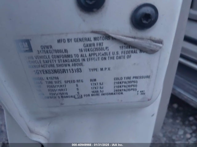 2005 CADILLAC ESCALADE 1GYEK63N65R113183 Photo 8
