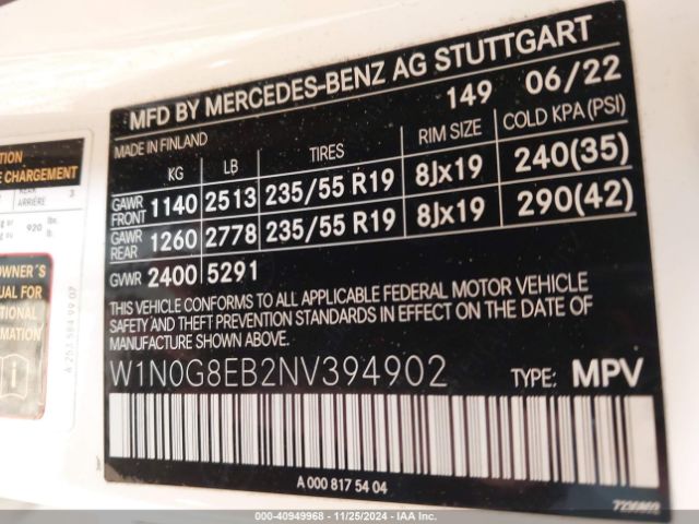 W1N0G8EB2NV394902 Mercedes-Benz Glc 300 4matic Suv