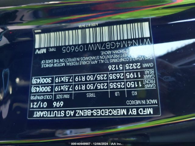 W1N4M4GB7MW109605 Mercedes-Benz GLB 250