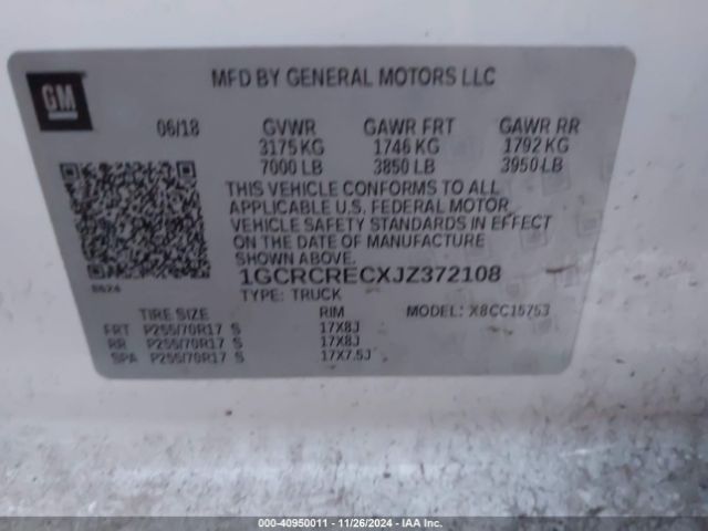 1GCRCRECXJZ372108 Chevrolet Silverado 1500 1lt