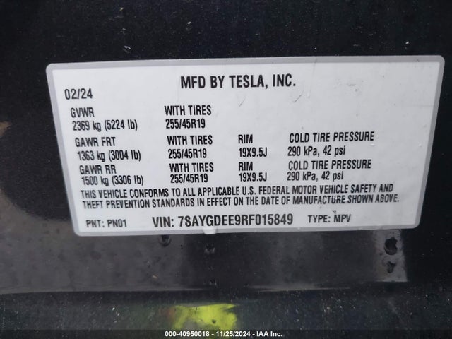 2024 TESLA MODEL Y 7SAYGDEE9RF015849 Photo 8