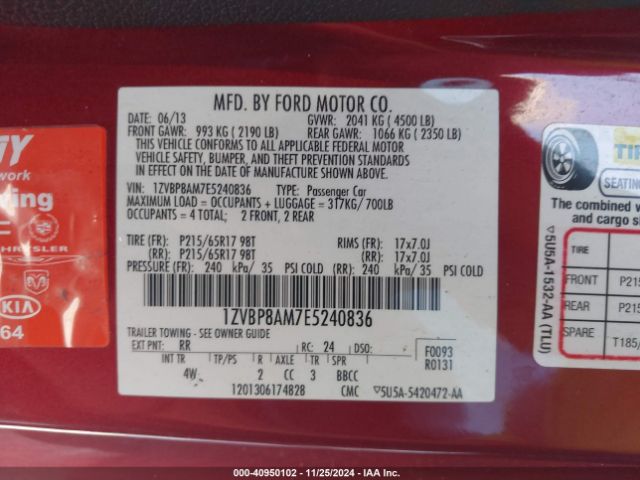 1ZVBP8AM7E5240836 Ford Mustang V6 Premium