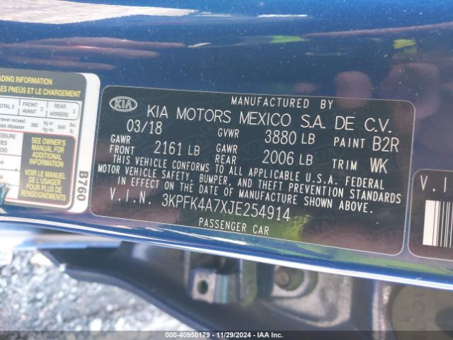 3KPFK4A7XJE254914 KIA FORTE LX