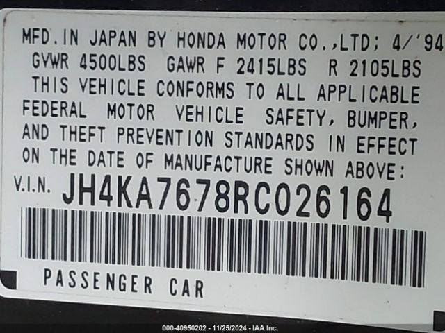 1994 ACURA LEGEND JH4KA7678RC026164 Photo 8