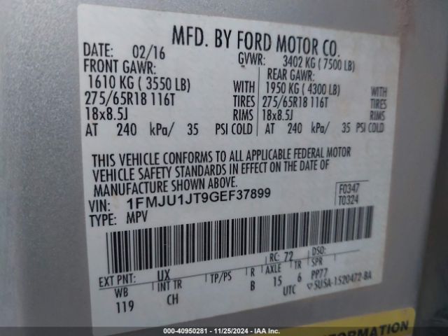 1FMJU1JT9GEF37899 Ford Expedition Xlt