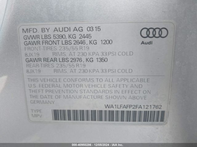 WA1LFAFP2FA121762 Audi Q5 2.0t Premium