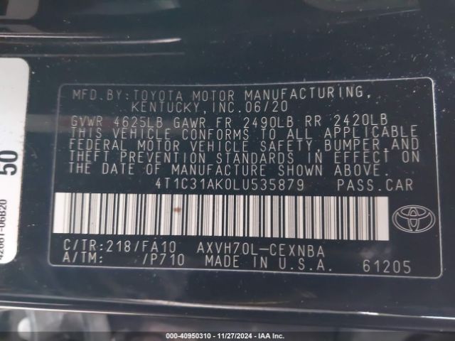 4T1C31AK0LU535879 Toyota Camry Le Hybrid