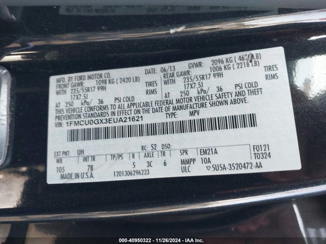 Ford ESCAPE SE 2014 1FMCU0GX3EUA21621 Image 9