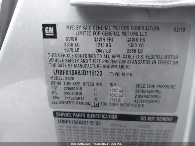LRBFX1SA8JD115133 Buick Envision Essence