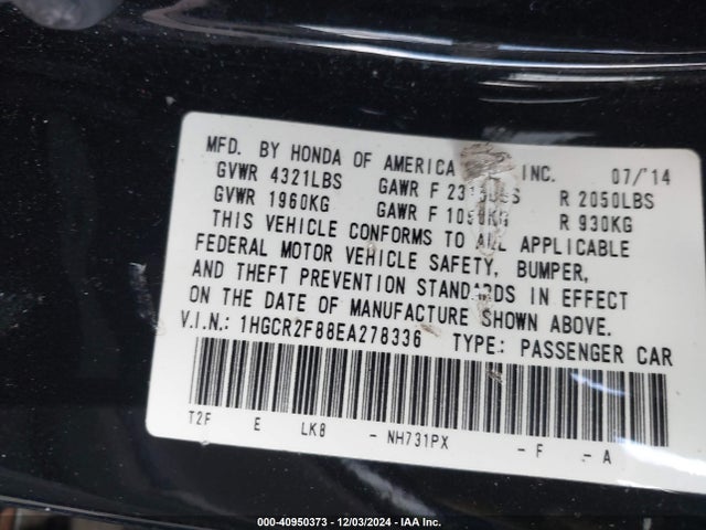 Honda Accord Ex-l 2014 1HGCR2F88EA278336 Image 9