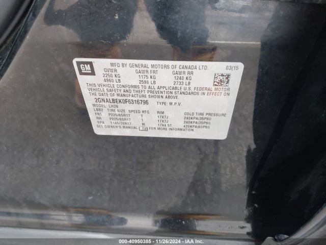 2GNALBEK0F6316796 Chevrolet EQUINOX 1LT