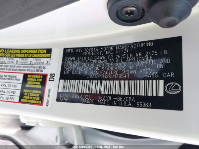 58ADZ1B19RU179541 Lexus ES 350